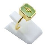 💚 Bague Argent 925 Jade Vert Rectangle + Charme