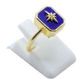 🔵 Bague Argent 925 Lapis Lazuli Rectangle + Charme