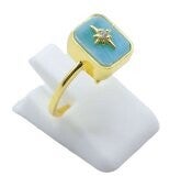 🌊 Bague Argent 925 Larimar Rectangle + Charme