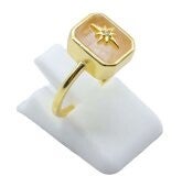🌸 Bague Argent 925 Quartz Rose Rectangle + Charme