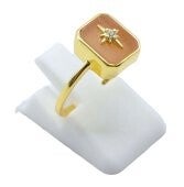☀️ Bague Argent 925 Pierre de Soleil Rectangle + Charme
