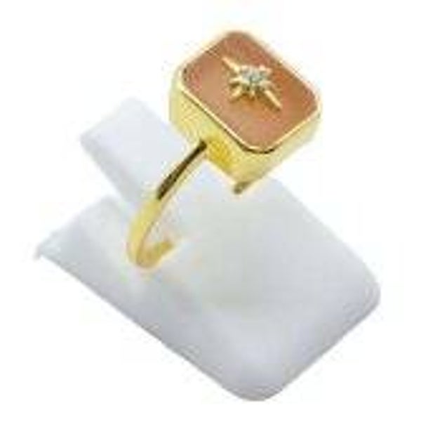 ☀️ Bague Argent 925 Pierre de Soleil Rectangle + Charme