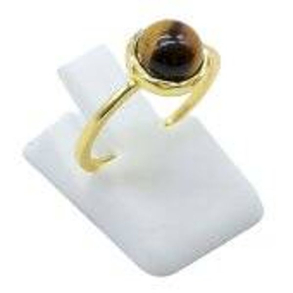 🐅 Bague Argent 925 Œil de Tigre Ronde
