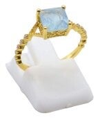 🌊 Bague Argent 925 Aigue-Marine Carrée