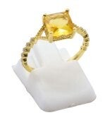 💛 Bague Argent 925 Citrine Naturelle Carrée