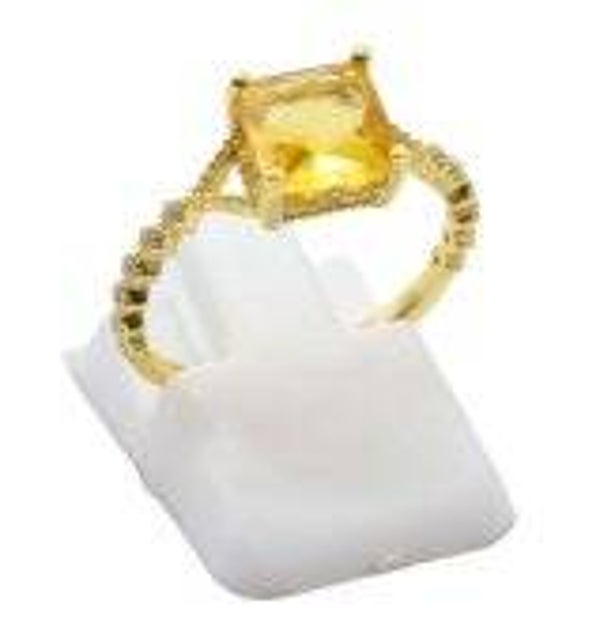 💛 Bague Argent 925 Citrine Naturelle Carrée