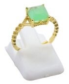 💚 Bague Argent 925 Jade Vert Carrée