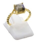 🌌 Bague Argent 925 Labradorite Carrée