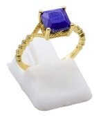 🔵 Bague Argent 925 Lapis Lazuli Carrée