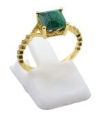 🟢 Bague Argent 925 Malachite Carrée