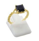 ⚫ Bague Argent 925 Onyx Carrée