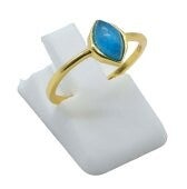 💍 Bague Argent 925 Plaqué Or Apatite Marquise