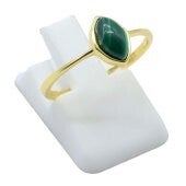 💍 Bague Argent 925 Plaqué Or Malachite Marquise