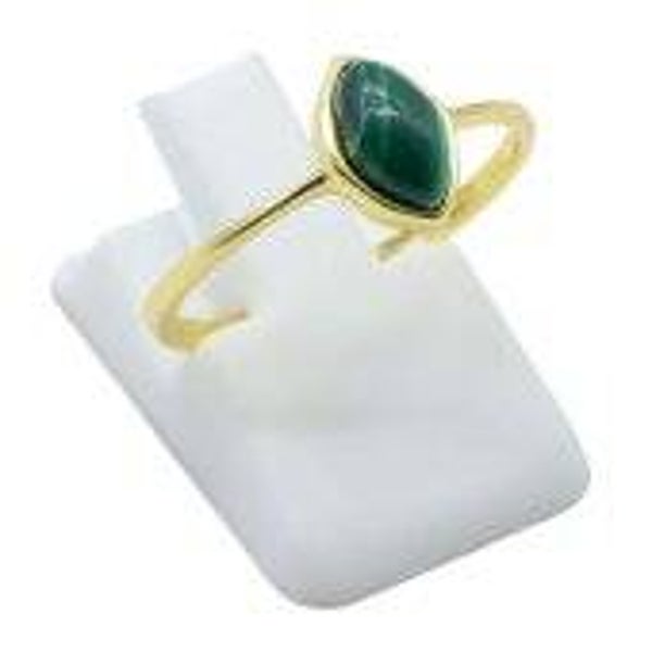 💍 Bague Argent 925 Plaqué Or Malachite Marquise