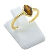💍 Bague Argent 925 Plaqué Or Œil de Tigre Marquise