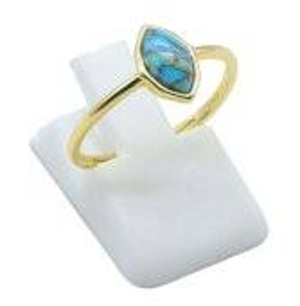 💍 Bague Argent 925 Plaqué Or Turquoise Marquise