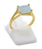 💍 Bague Argent 925 Plaqué Or Aigue-Marine Rectangle