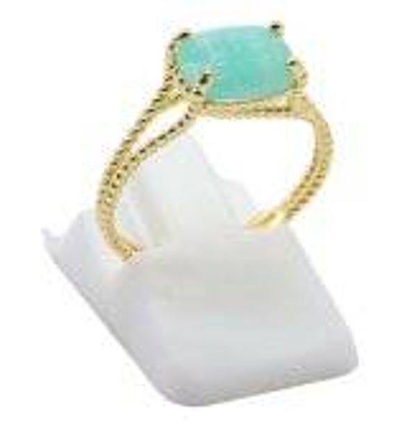 💍 Bague Argent 925 Plaqué Or Amazonite Rectangle