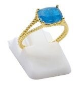 💍 Bague Argent 925 Plaqué Or Apatite Rectangle