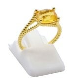 💍 Bague Argent 925 Plaqué Or Citrine Naturelle Rectangle