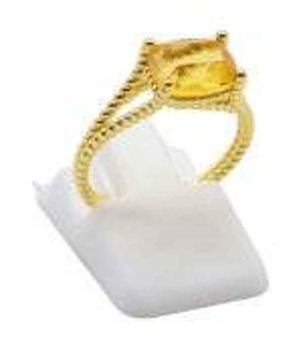 💍 Bague Argent 925 Plaqué Or Citrine Naturelle Rectangle