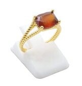 💍 Bague Argent 925 Plaqué Or Grenat Rectangle