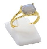 💍 Bague Argent 925 Plaqué Or Labradorite Rectangle