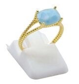 💍 Bague Argent 925 Plaqué Or Larimar Rectangle