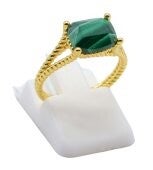 💍 Bague Argent 925 Plaqué Or Malachite Rectangle