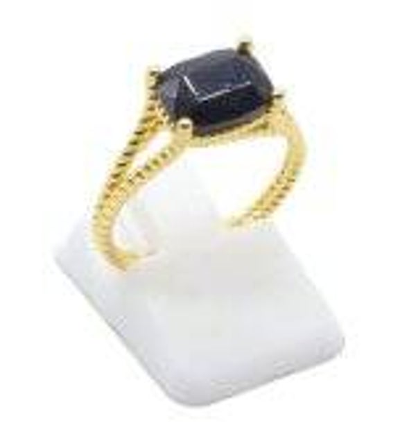 💍 Bague Argent 925 Plaqué Or Onyx Rectangle