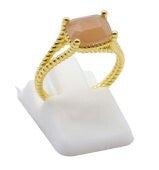 💍 Bague Argent 925 Plaqué Or Pierre de Soleil Rectangle