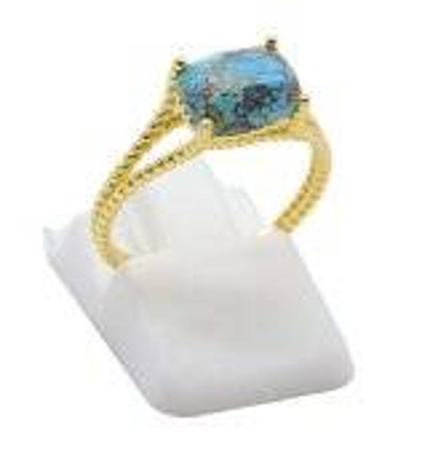 💍 Bague Argent 925 Plaqué Or Turquoise Rectangle