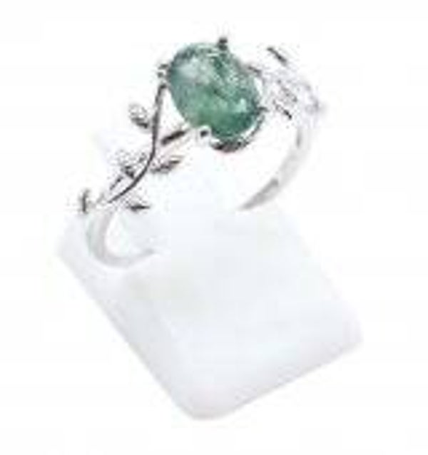 Bague Argent 925 'Murmure de Laurier' - Agate Mousse