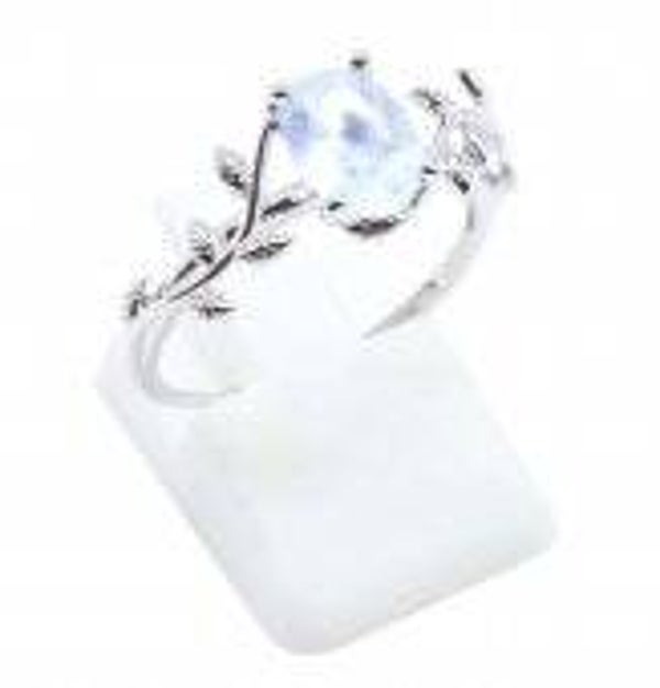 Bague Argent 925 'Murmure de Laurier' - Aigue Marine