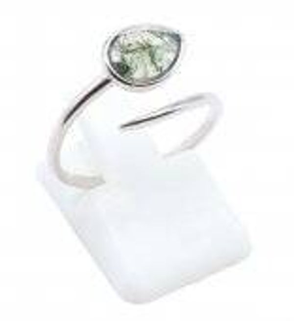 Bague Argent 925 'Serpent Argenté' - Agate Mousse