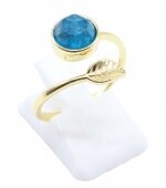 💍 Bague Argent 925 Plaqué Or “Feuille d’Or” Apatite