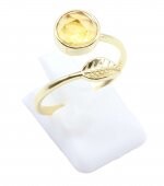 💍 Bague Argent 925 Plaqué Or “Feuille d’Or” Citrine