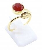 💍 Bague Argent 925 Plaqué Or “Feuille d’Or” Grenat