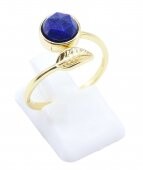 💍 Bague Argent 925 Plaqué Or “Feuille d’Or” Lapis Lazuli