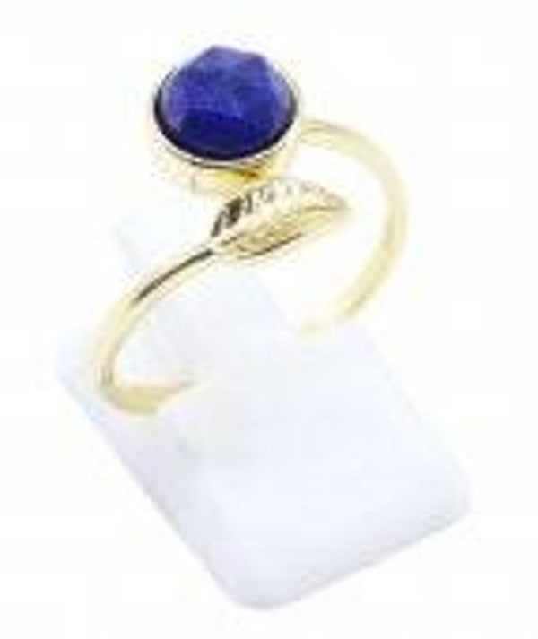 💍 Bague Argent 925 Plaqué Or “Feuille d’Or” Lapis Lazuli