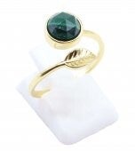 💍 Bague Argent 925 Plaqué Or “Feuille d’Or” Malachite