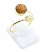 💍 Bague Argent 925 Plaqué Or “Feuille d’Or” Œil de Tigre