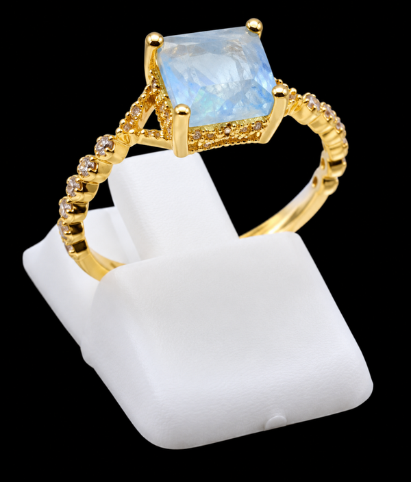 Bague Argent 925 Aigue-Marine Carrée