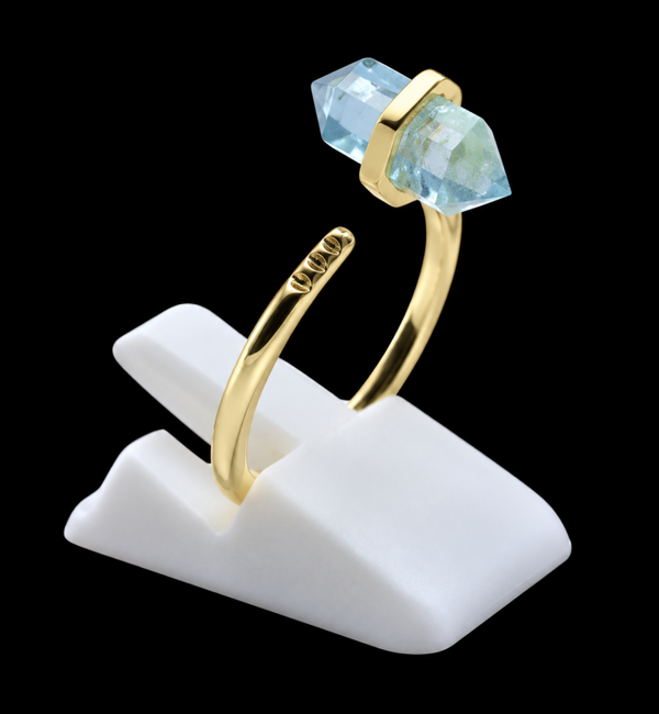 Bague Argent 925 Aigue Marine Pointe
