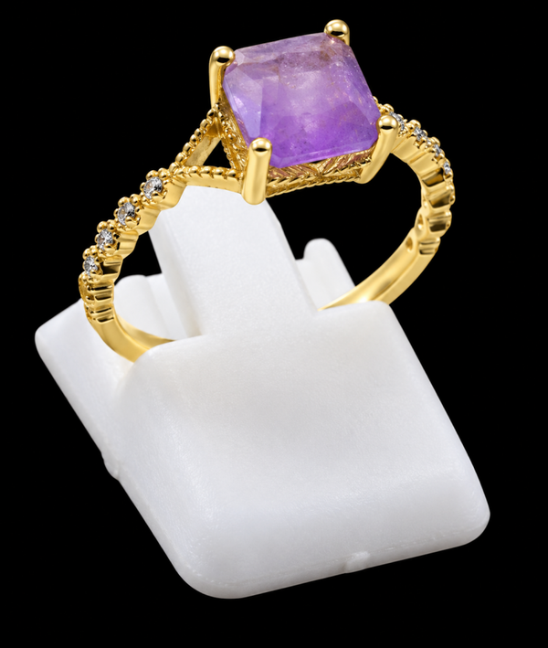 Bague Argent 925 Améthyste Carrée
