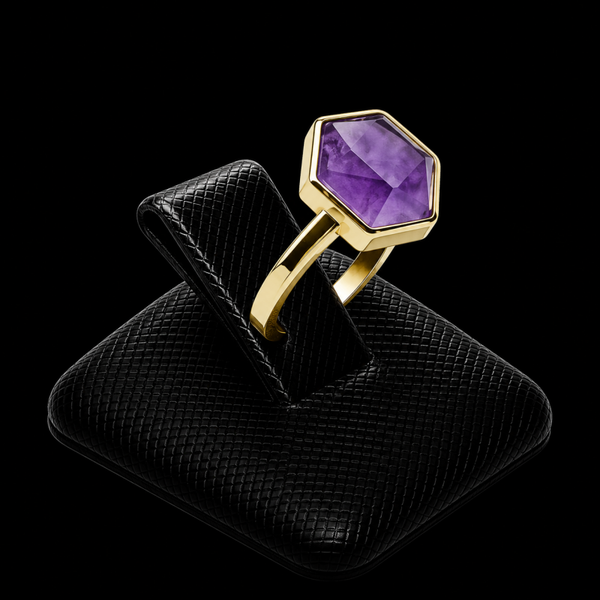 Bague Argent 925 Améthyste Hexagonale