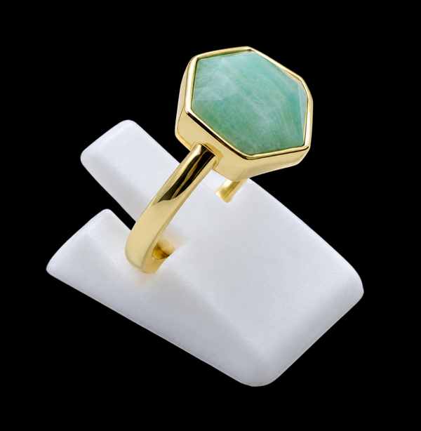 Bague Argent 925 Amazonite Hexagonale