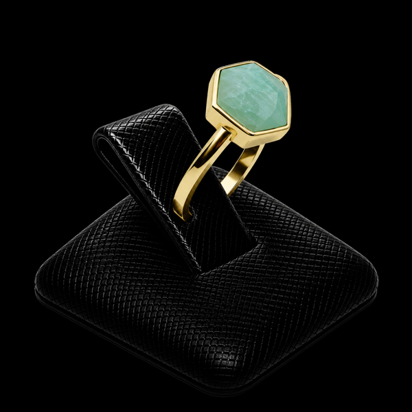 Bague Argent 925 Amazonite Hexagonale