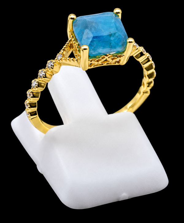 Bague Argent 925 Apatite Carrée