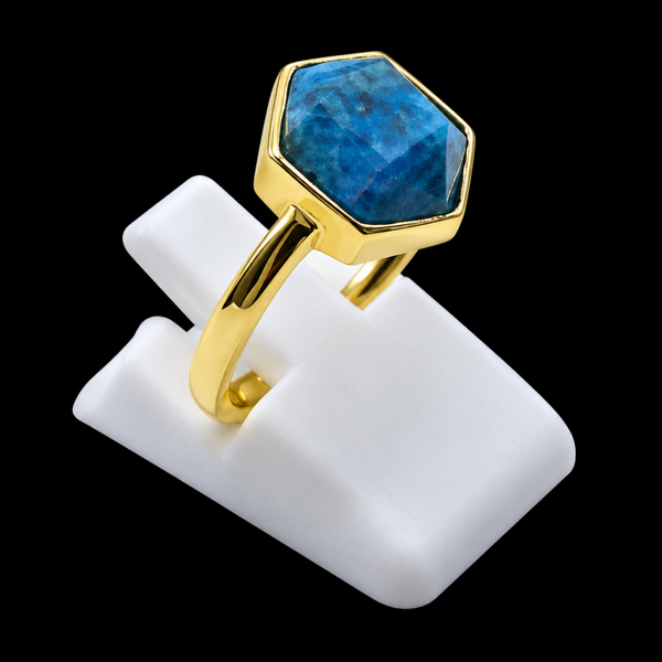 Bague Argent 925 Apatite Hexagonale